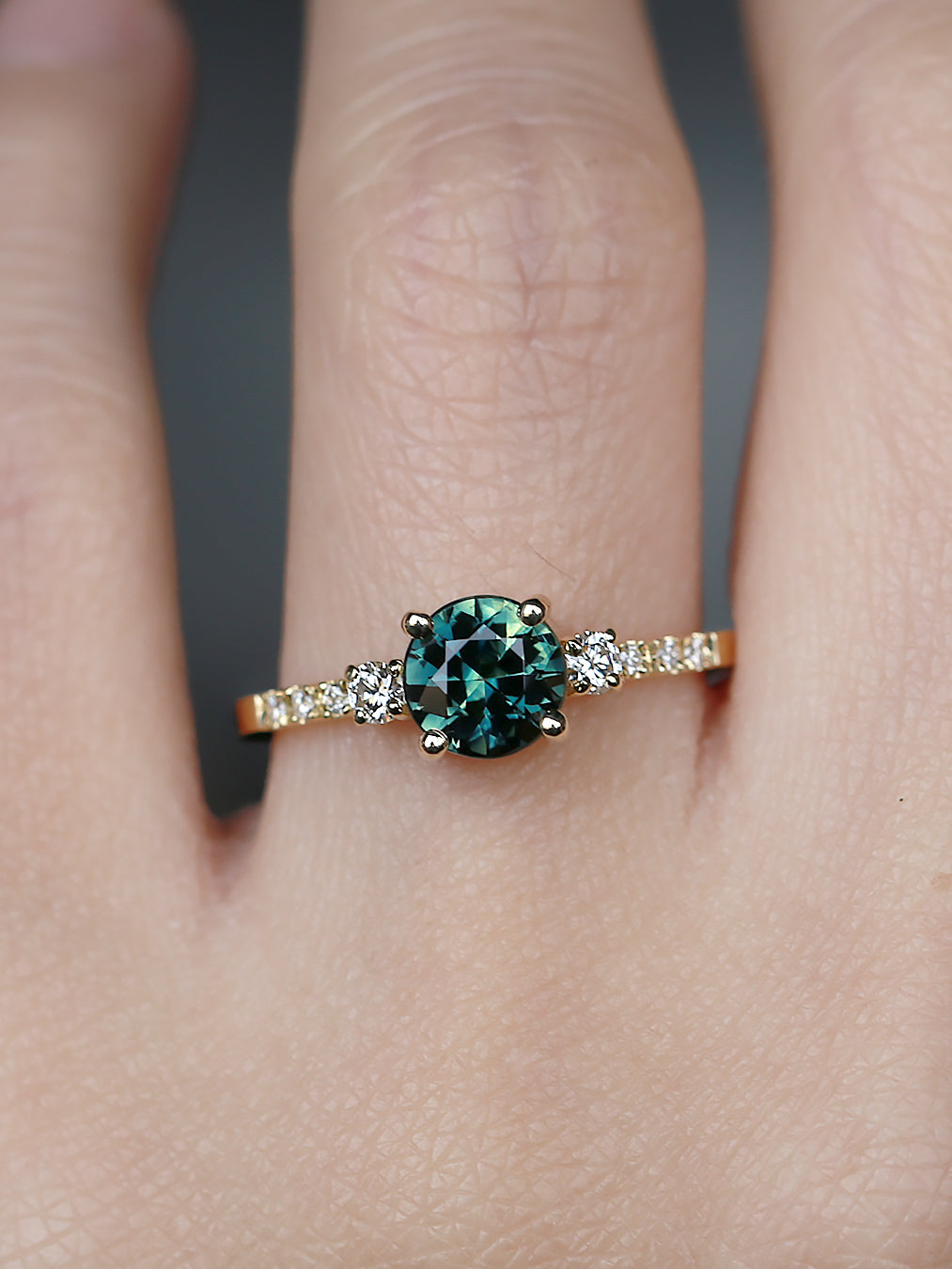 Sapphire trilogy ring - 1.25ct round sapphire