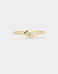 Gold ring with a small diamond  and a pear Australian opal