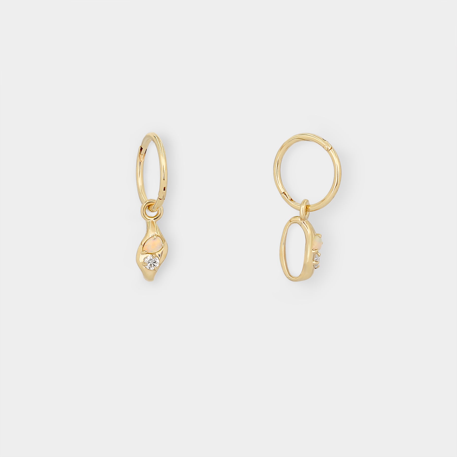 Dune Twinstone Hoop Earrings - Opal &amp; Diamond