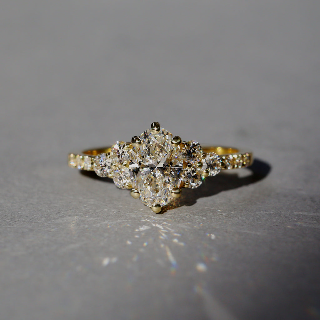 Cluster oval lab diamond ring-james and irisa