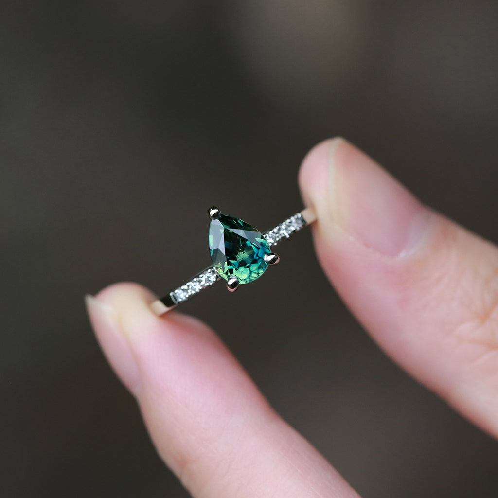 Pavé Solitaire - Natural Sapphire Ring
