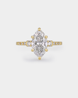 Pavé Trilogy Diamond Ring - 2.04ct Marquise Lab Diamond