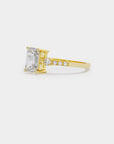 Pavé Trilogy Diamond Ring - Emerald Cut Lab Diamond