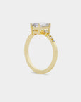 Pavé Trilogy Diamond Ring - Emerald Cut Lab Diamond