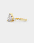 Pavé Trilogy Diamond Ring - Pear Lab Diamond