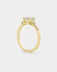 Pavé Trilogy Diamond Ring - Pear Lab Diamond