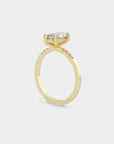 Pavé Solitaire Diamond Ring - Marquise Cut Lab Diamond