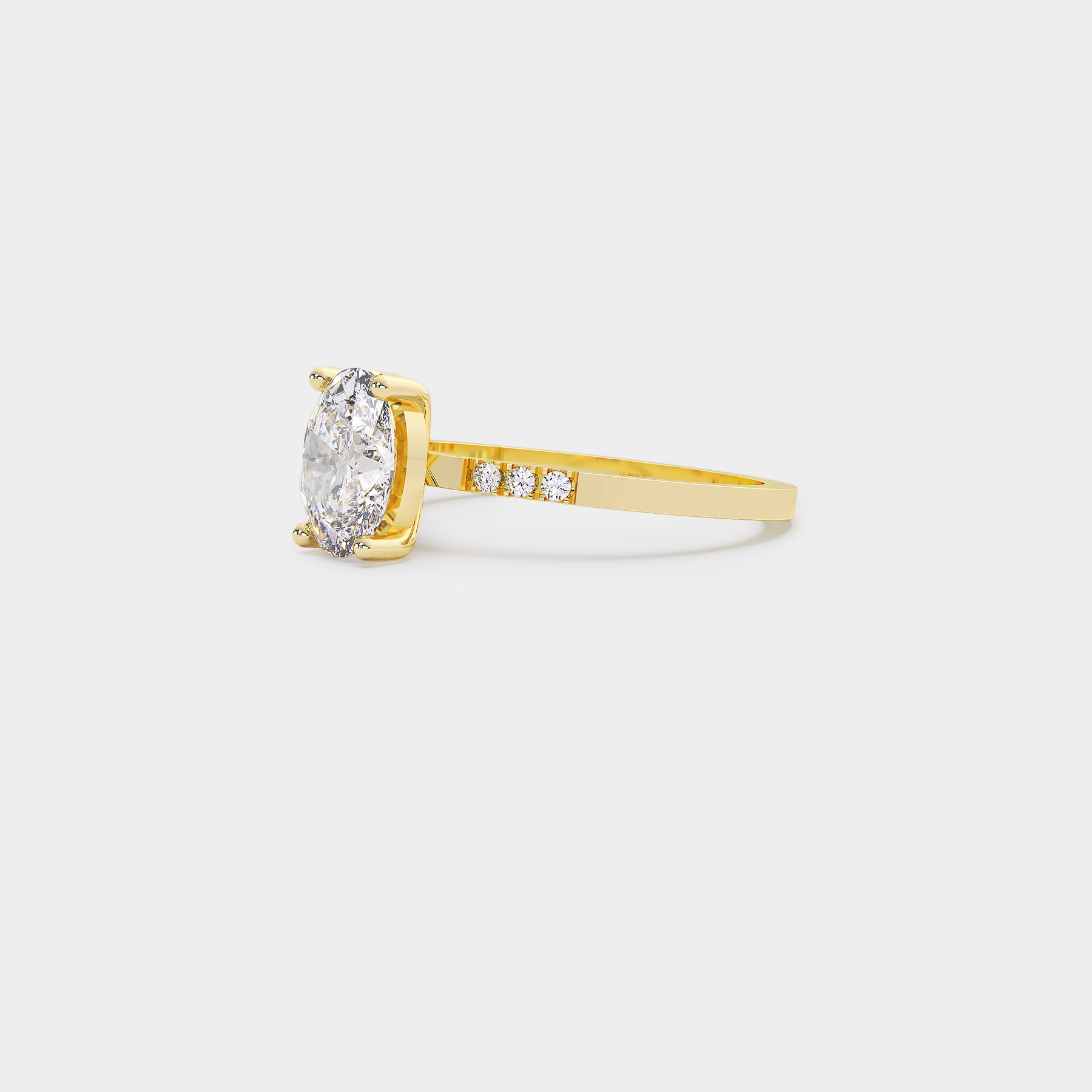 Pavé Solitaire Diamond Ring - Oval Lab Diamond