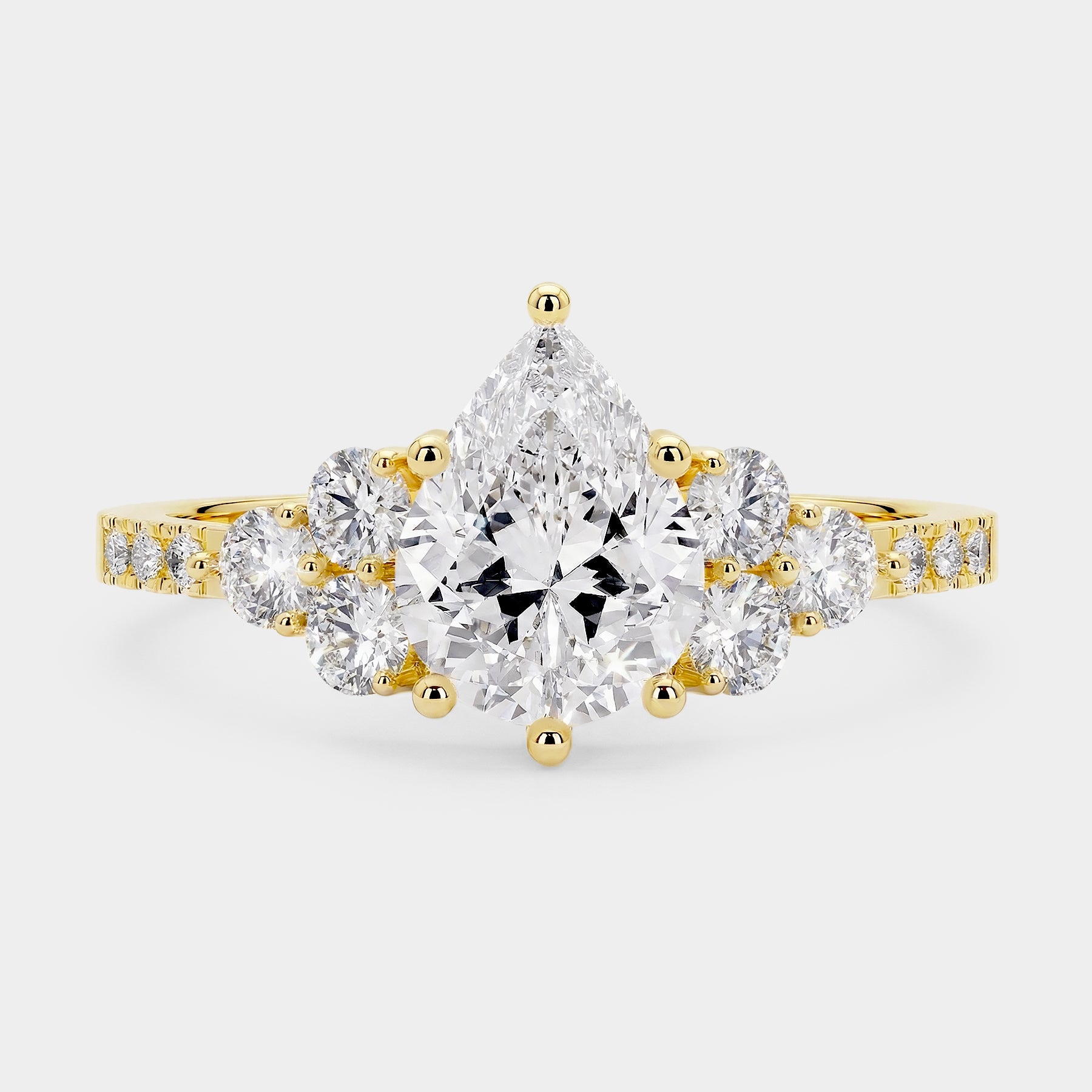 Cluster Diamond Ring - Pear Lab Diamond