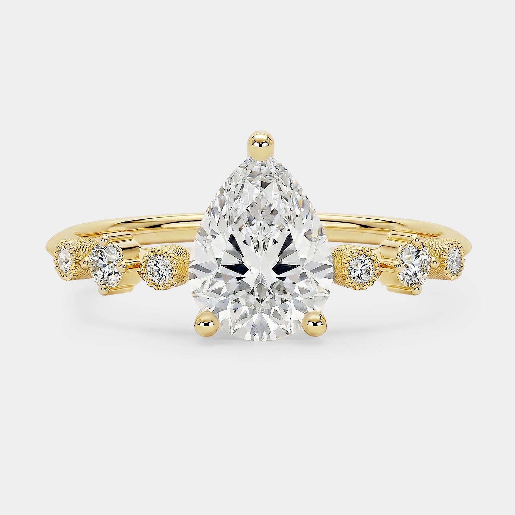 Harmony Diamond Ring - Pear Lab Diamond. Textured, unconventional diamond engagement ring design