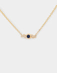 Blue Sapphire Necklace, Meteorite Texture Setting, 9k Gold Sapphire Jewelry, Sapphire and Diamond Necklace, Petite Gold Necklace, Natural Sapphire Necklace.