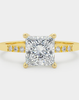 Pavé Solitaire Diamond Ring - Princess Lab Diamond