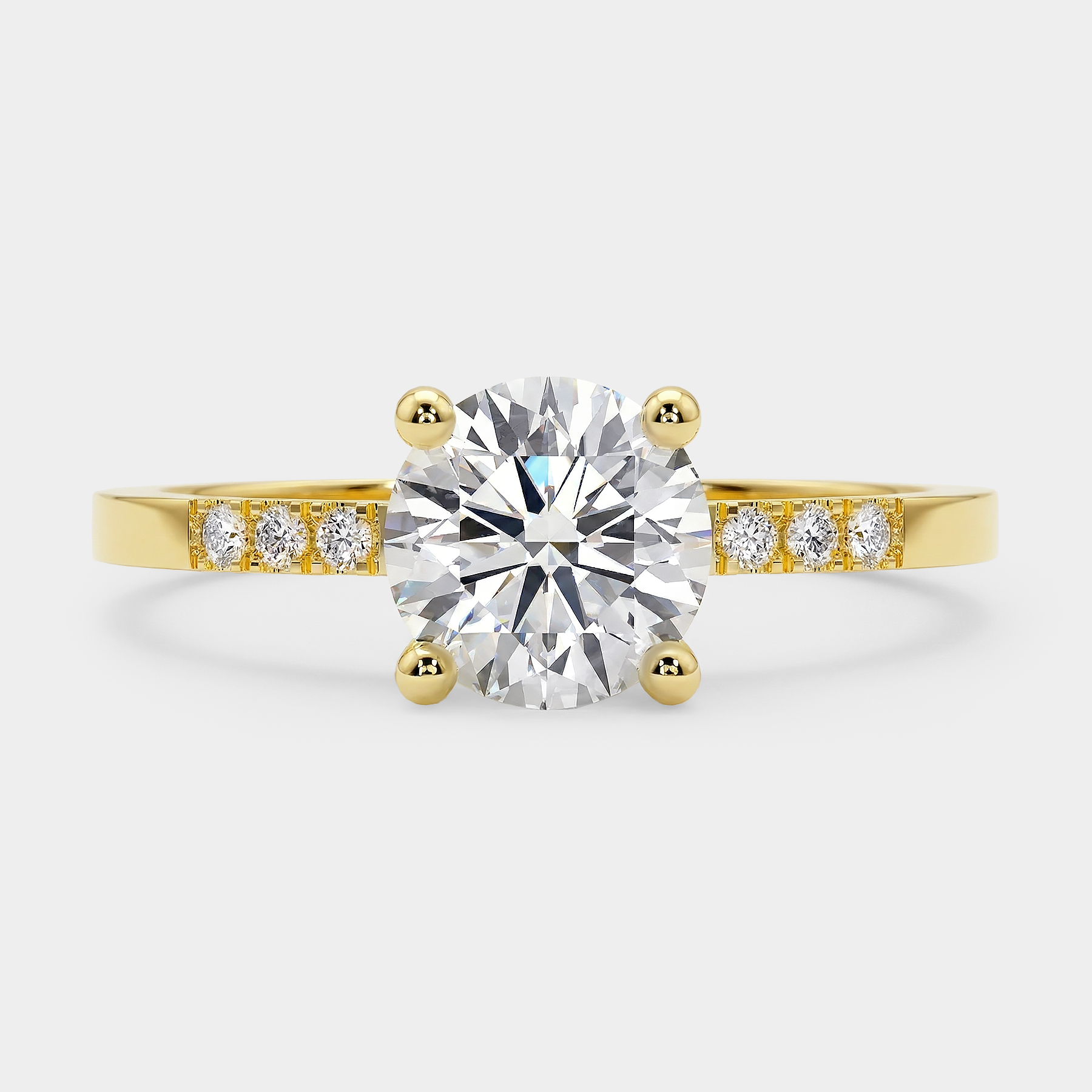 Pavé Solitaire Diamond Ring - Round Brilliant Cut Lab Diamond