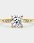 Pavé Solitaire Diamond Ring - Round Brilliant Cut Lab Diamond