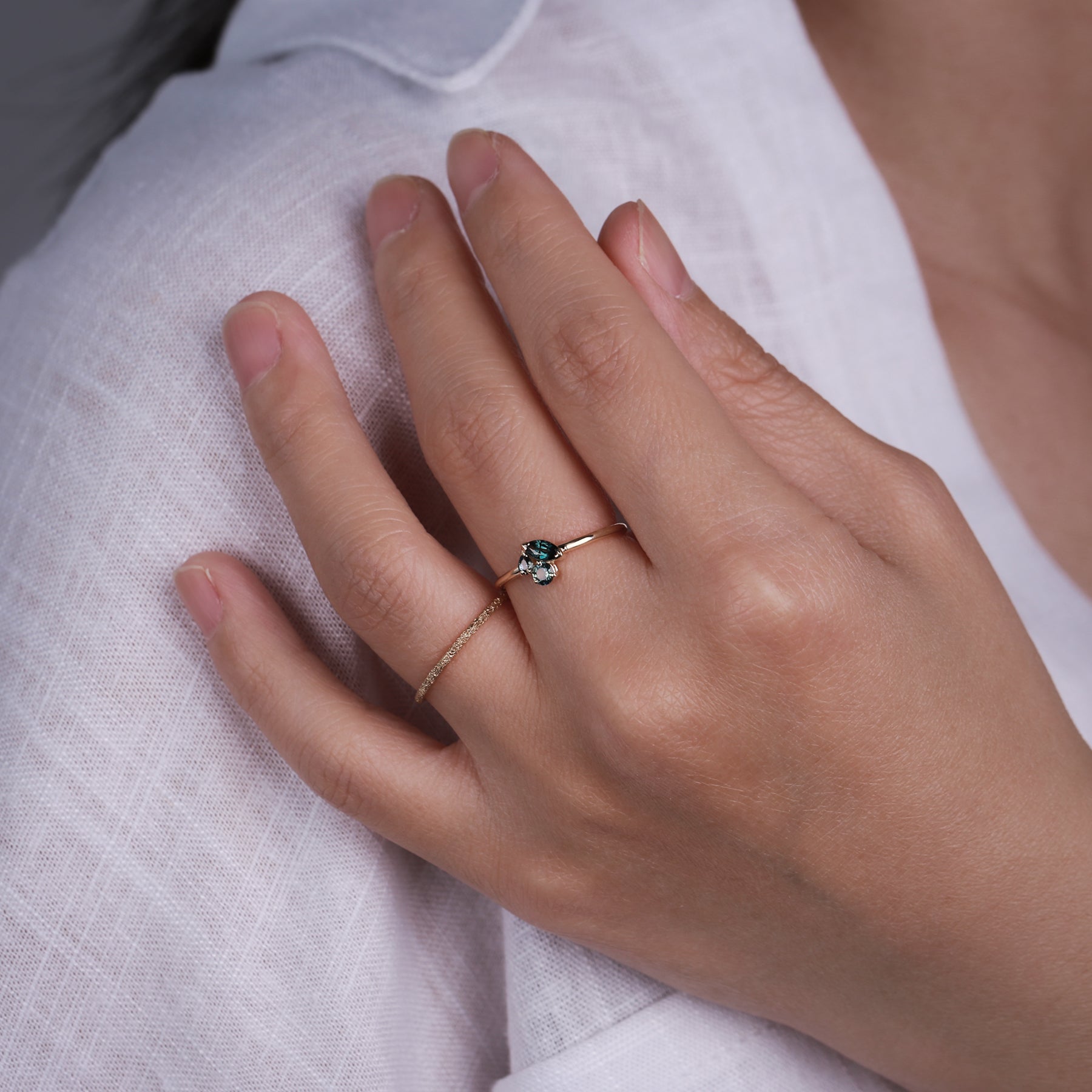 Sapphire petal cluster ring