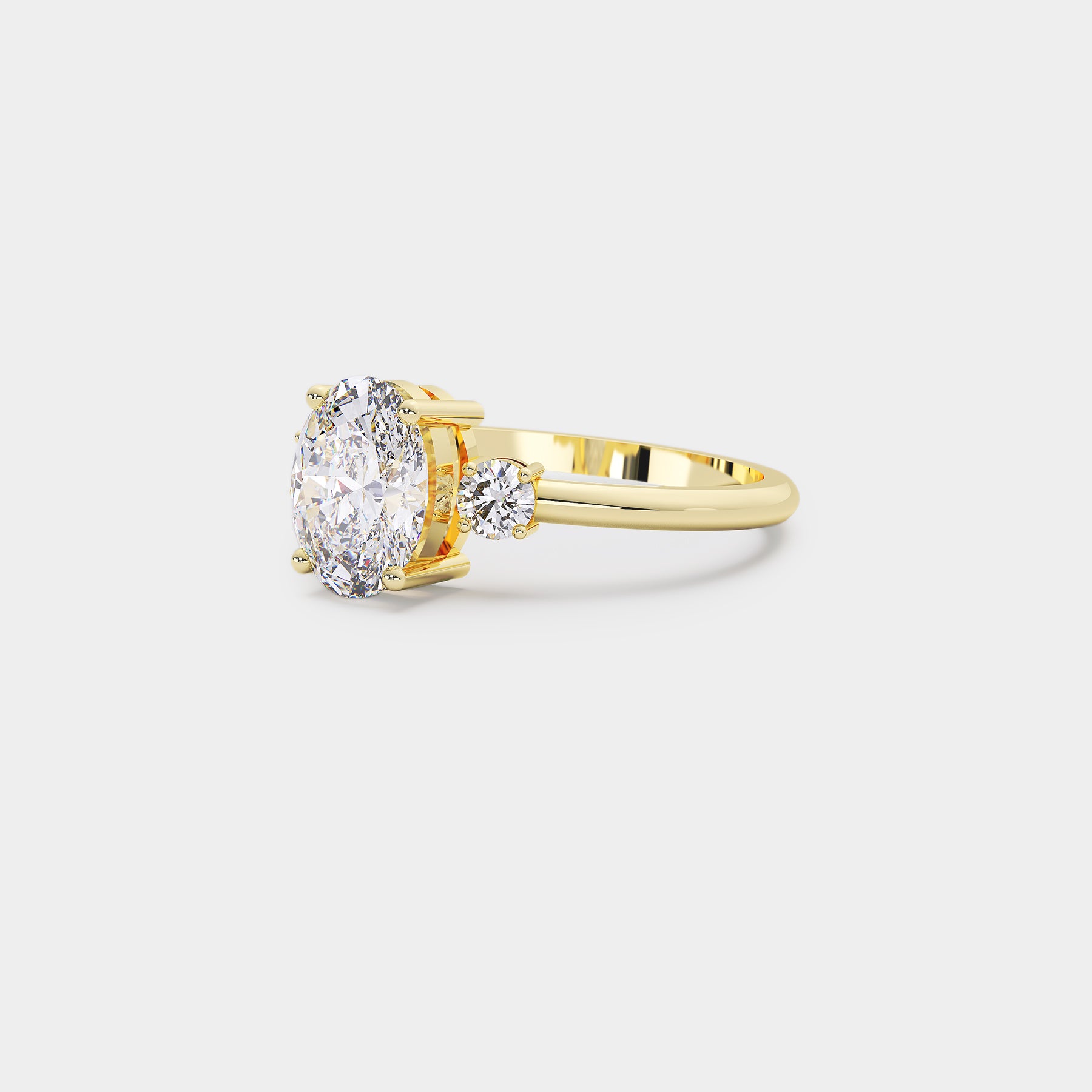 Solara Trilogy Diamond Ring - Oval Lab Diamond-side view