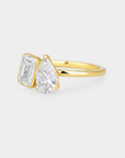 Toi et Moit Diamond Ring - 1.01ct Pear Lab Diamond + 1.06ct Emerald Lab Diamond