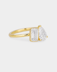 Toi et Moit Diamond Ring - 1.01ct Pear Lab Diamond + 1.06ct Emerald Lab Diamond