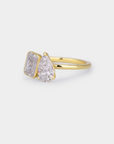 Toi et Moit Diamond Ring - 1.01ct Pear Lab Diamond + 1.06ct Emerald Lab Diamond