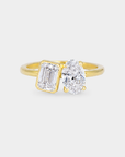 Toi et Moit Diamond Ring - 1.02ct Oval Lab Diamond + 1.01ct Emerald Lab Diamond