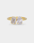 Toi et Moit Diamond Ring - 1.02ct Oval Lab Diamond + 1.01ct Emerald Lab Diamond