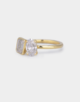 Toi et Moit Diamond Ring - 1.02ct Oval Lab Diamond + 1.01ct Emerald Lab Diamond