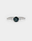 Pavé Trilogy Sapphire Ring - 1.05ct round sapphire