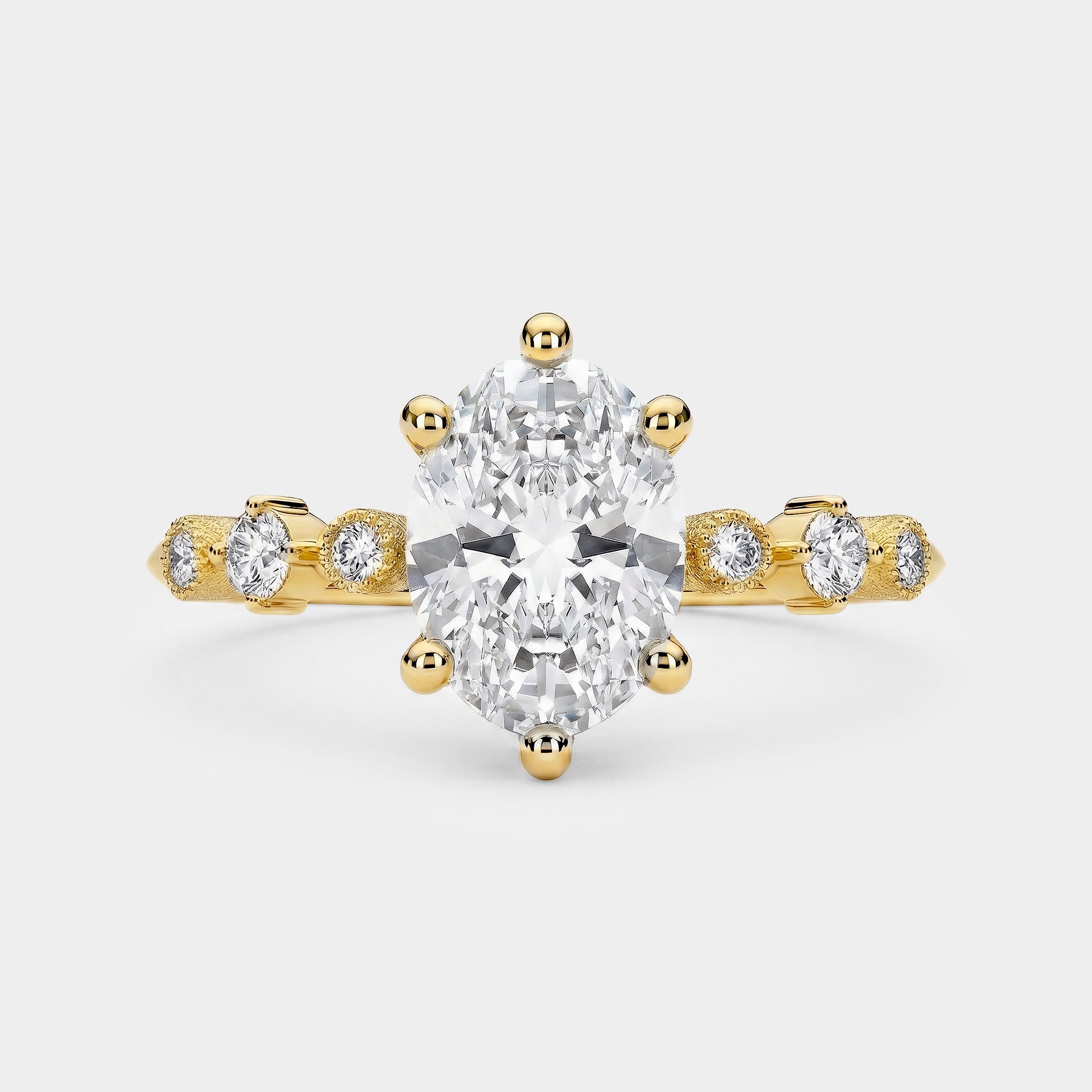 Harmony Diamond Ring - Oval Diamond. Textured, unconventional diamond engagement ring design