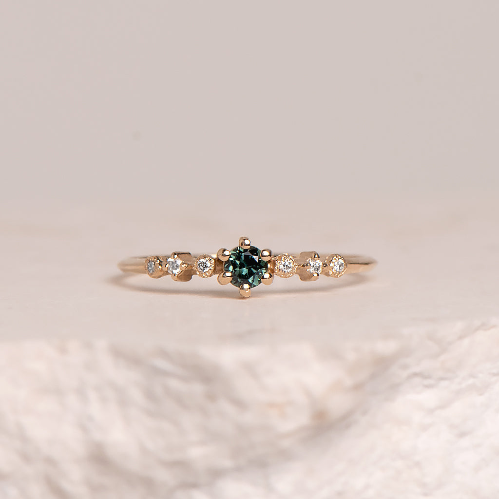 Mini Harmony Teal Sapphire Ring