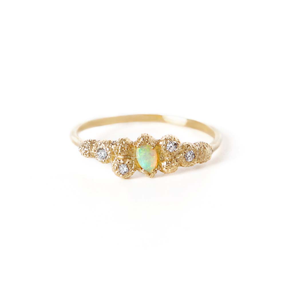 Meteorolite Marquise Opal Diamond Ring (14K) - James & Irisa Jewellery