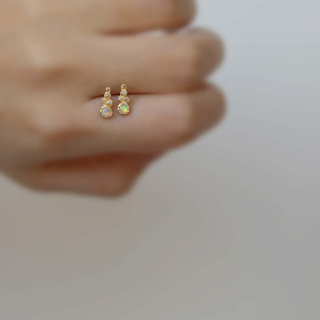 Mini Meteorolite Opal Stud - Single (14K) - James &amp; Irisa Jewellery