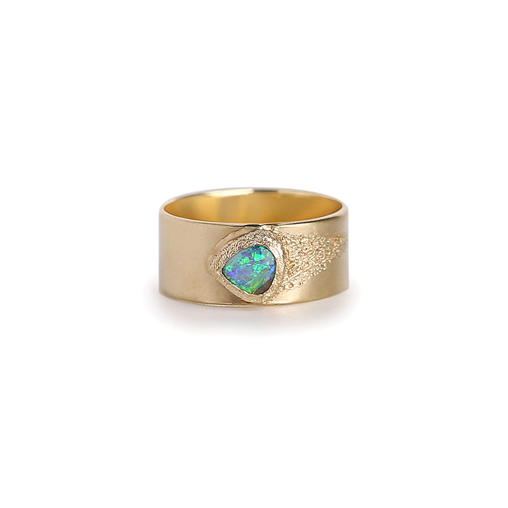 Comet boulder opal band ring 4