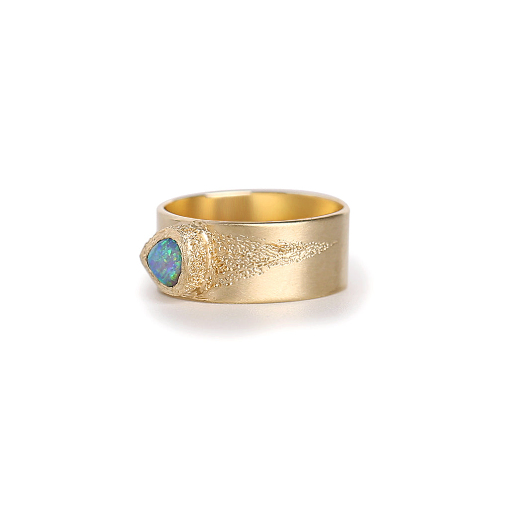 Comet boulder opal band ring 4