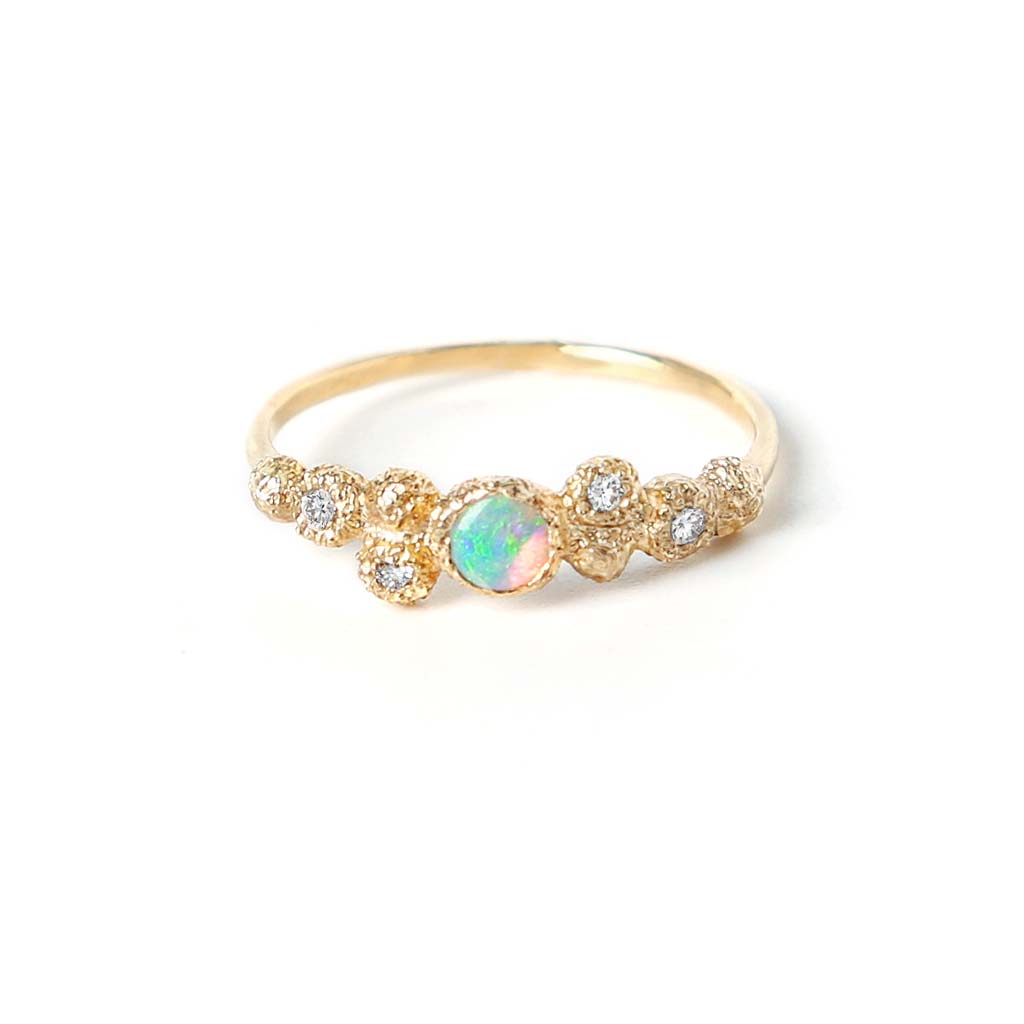 Meteorolite Opal Diamond Ring (14K) - James & Irisa Jewellery