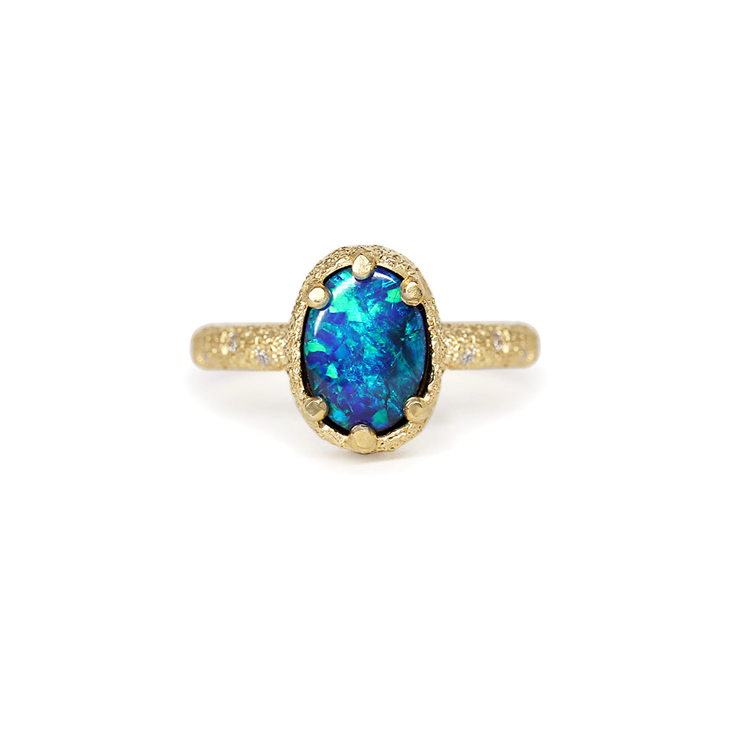Galaxy solid black opal ring 1