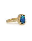 Galaxy solid black opal ring 1