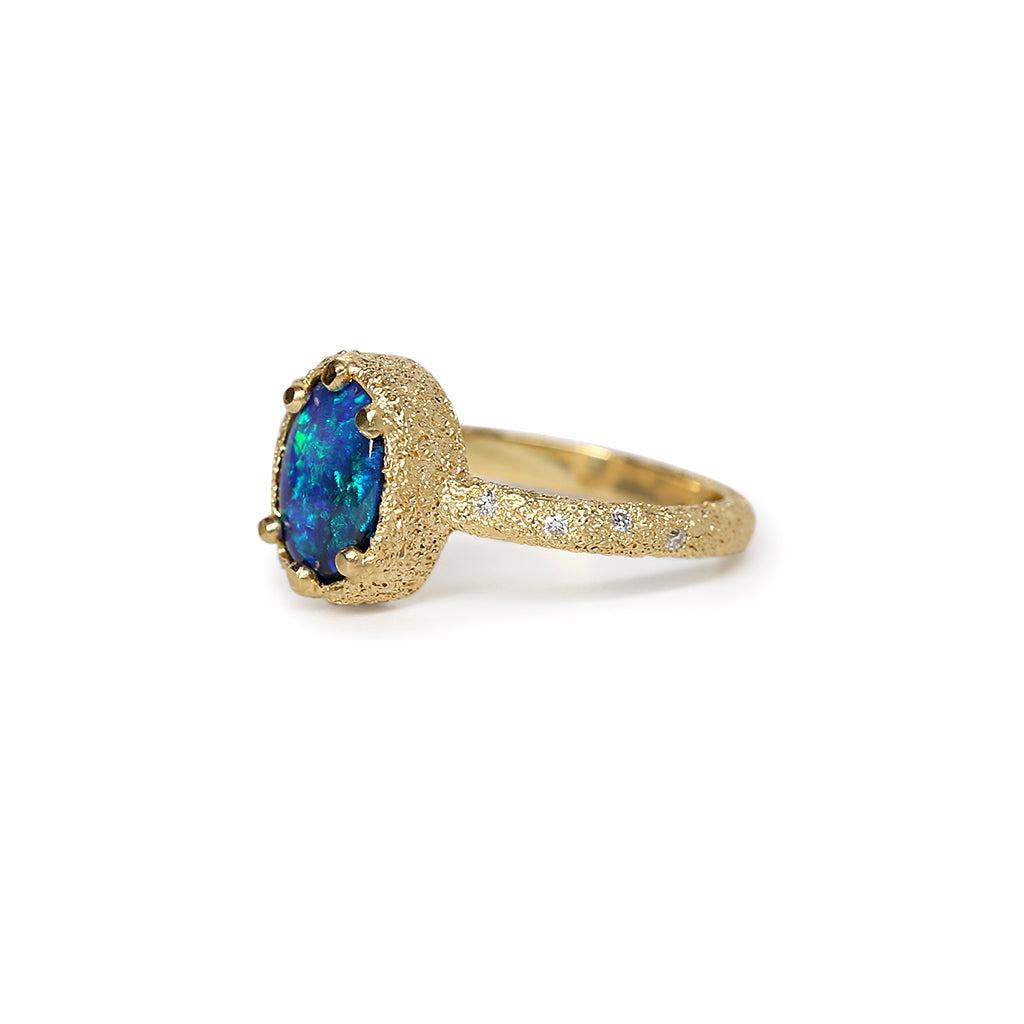 Galaxy solid black opal ring 1