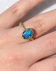 Galaxy solid black opal ring 1