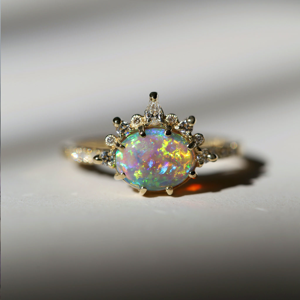 Tiara rainbow opal ring