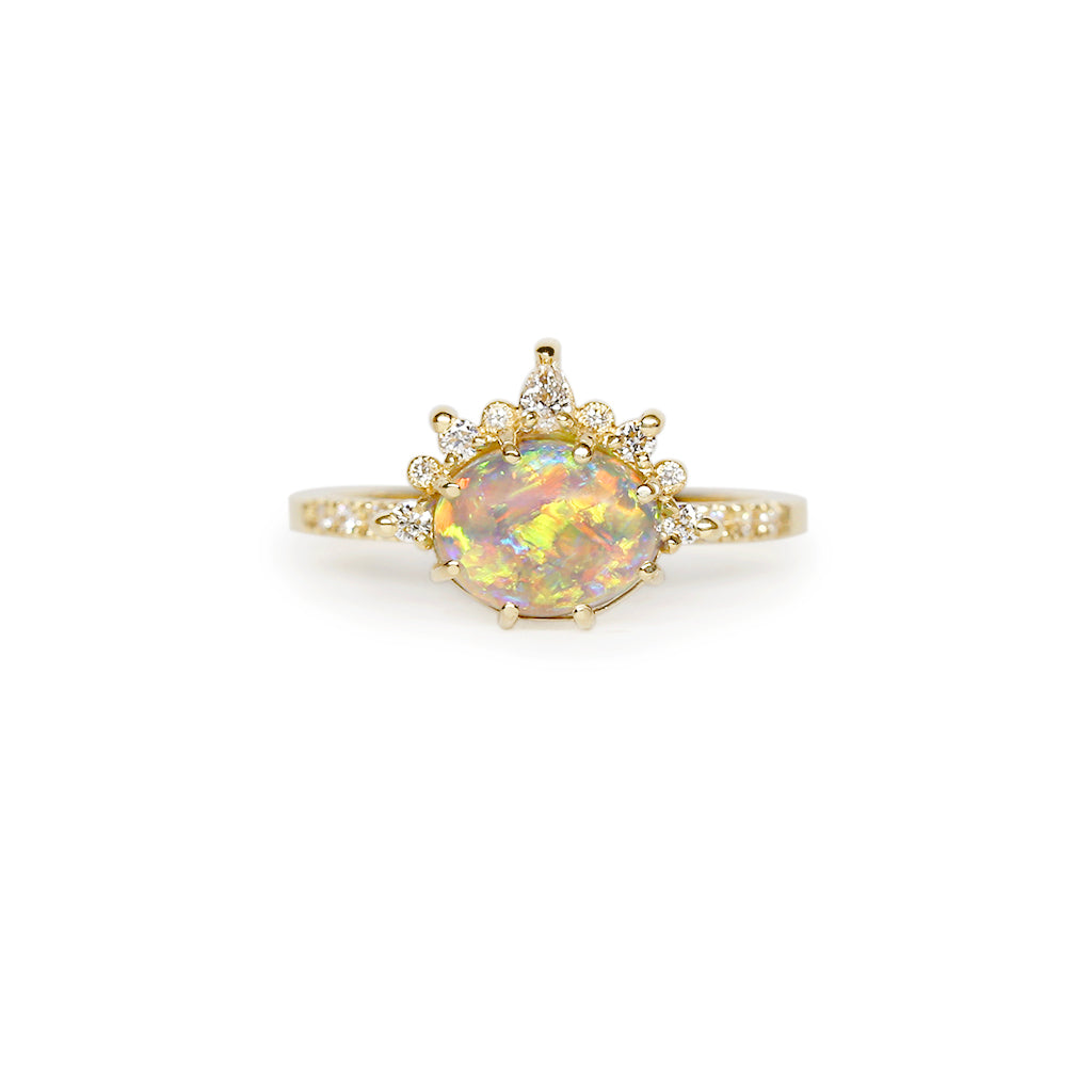 Tiara rainbow opal ring