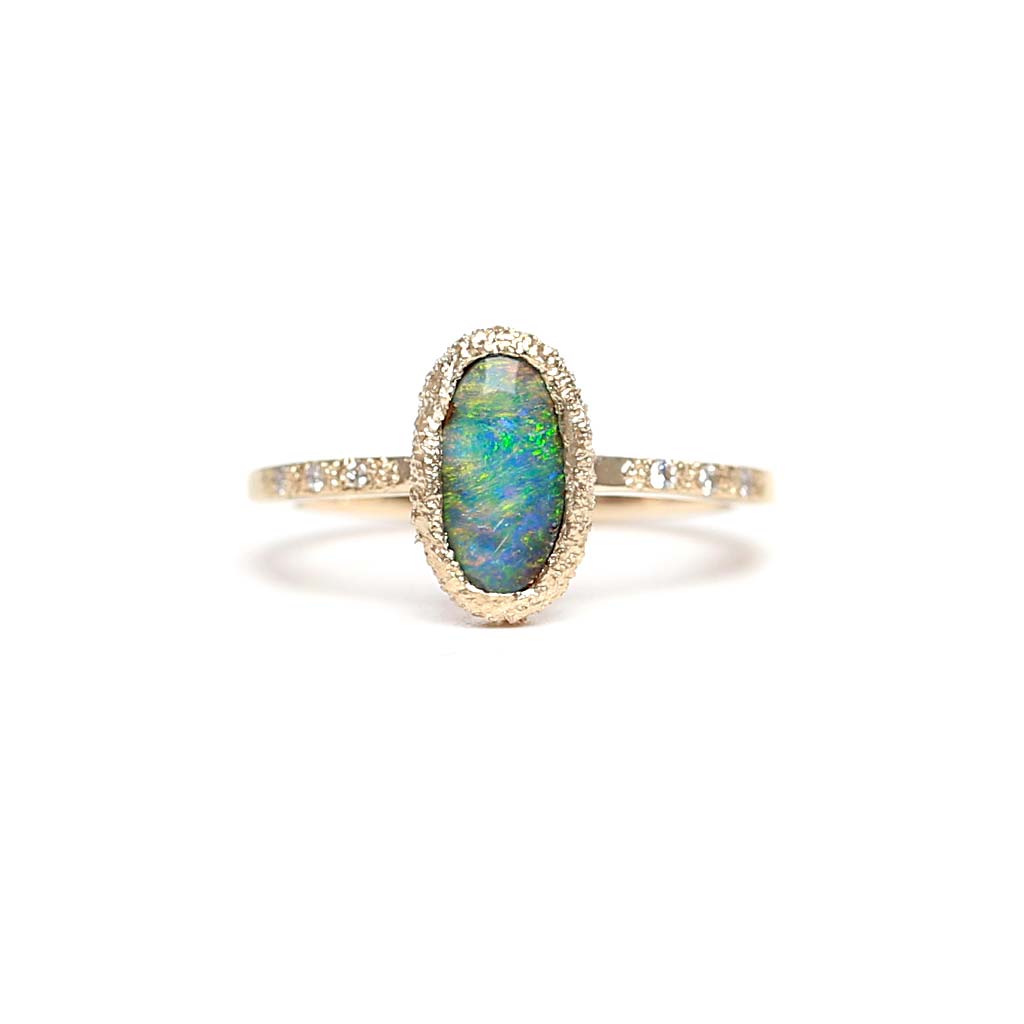 Meteorite Boulder Opal Ring