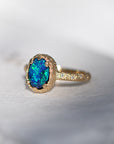 Galaxy solid black opal ring 1