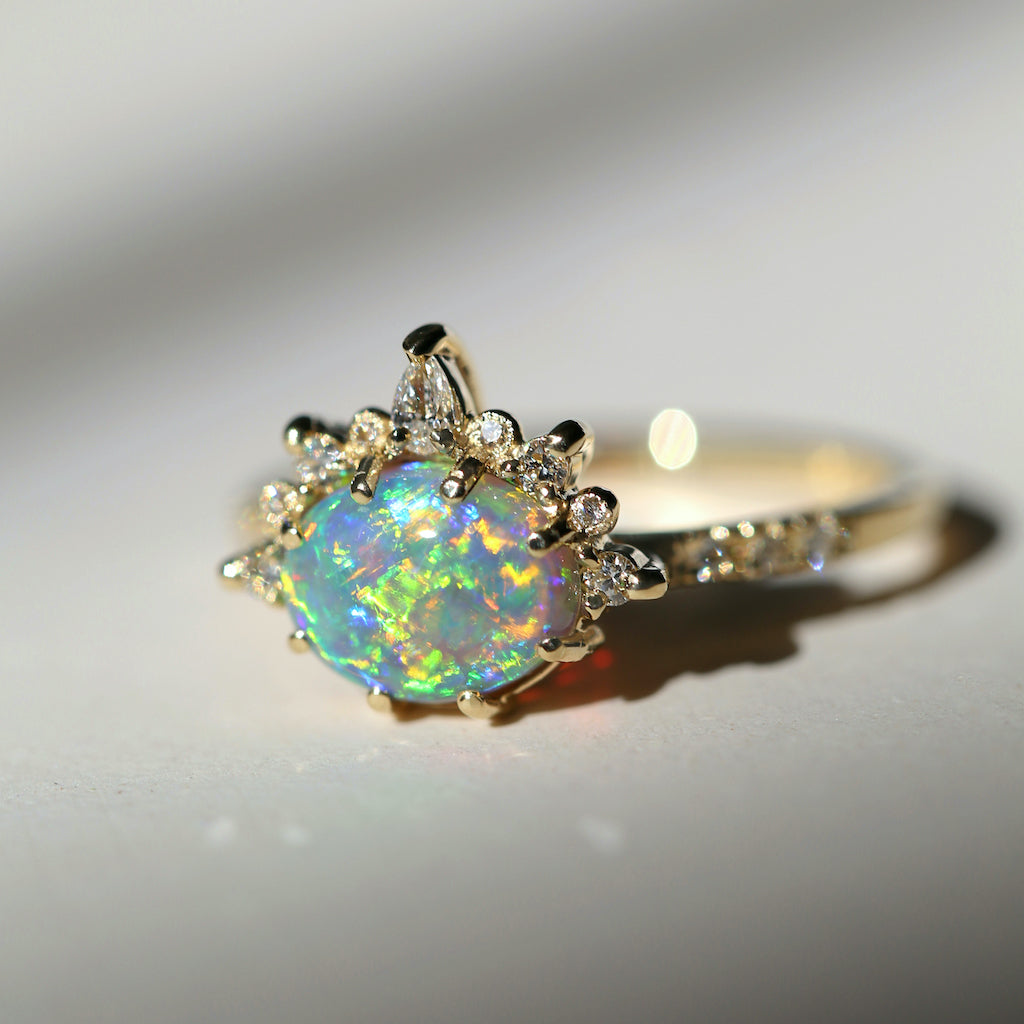 Tiara rainbow opal ring